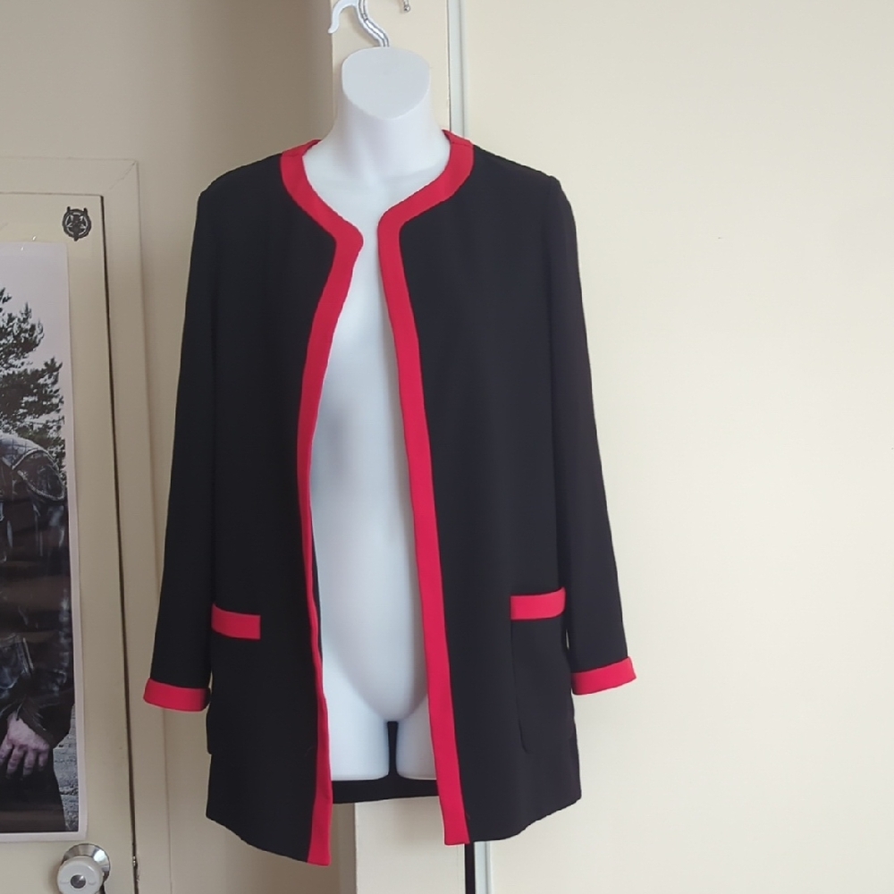 Little Moon Aritzia Poppy Black Goji Berry Belted Cardigan Jacket- BELT MISSING